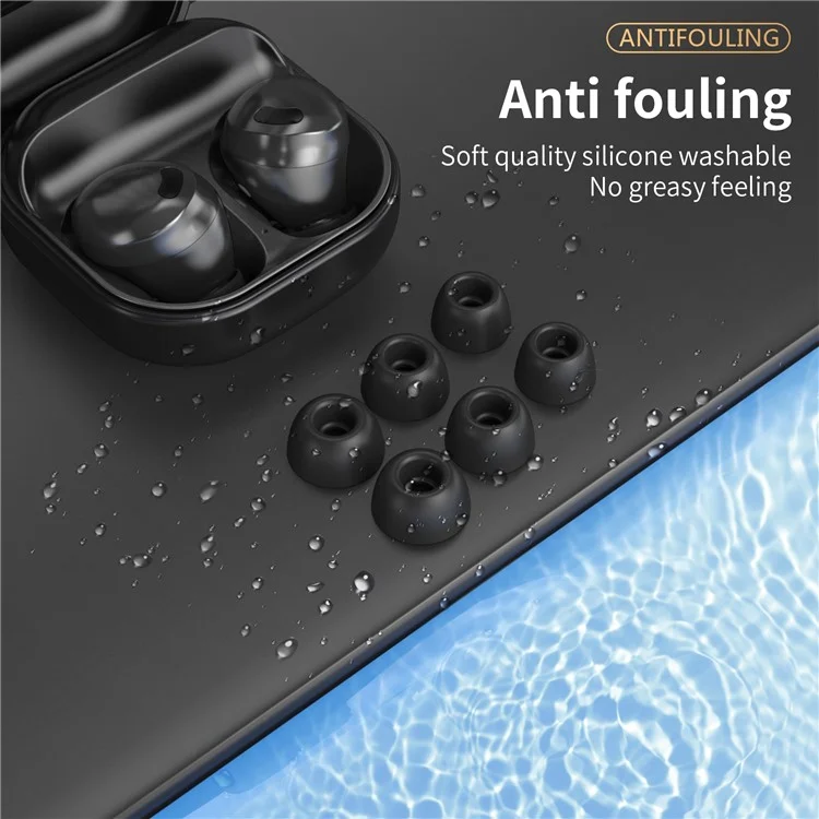AHASTYLE PT168-B2 1 Pair For Samsung Galaxy Buds2 Pro Silicone Ear Tips Replacement Earphone Caps - Black / S