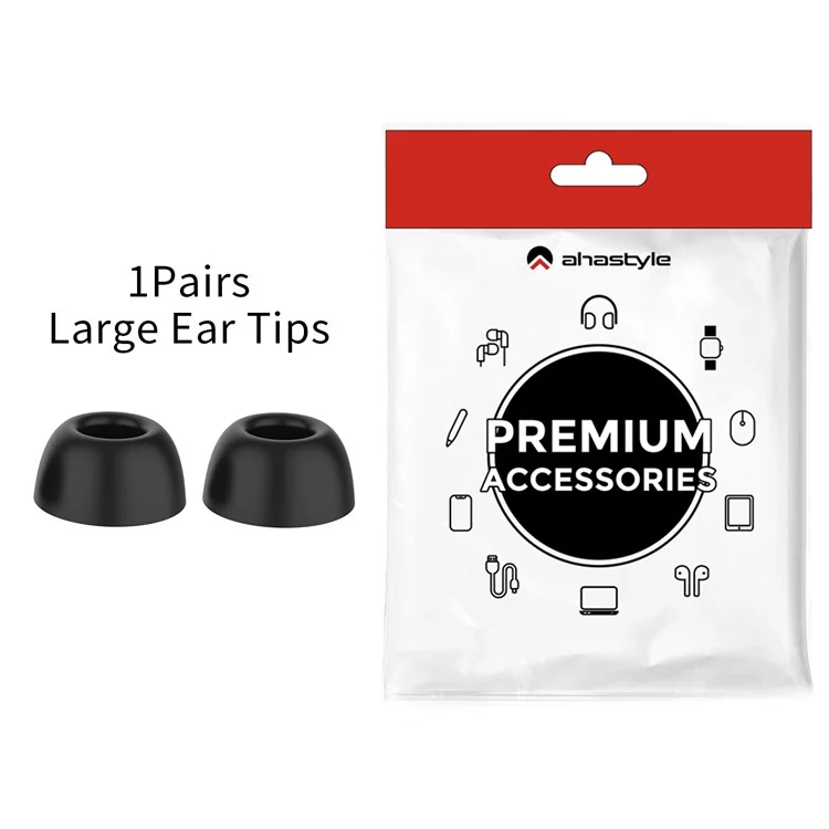 AHASTYLE PT168-B2 1 Pair For Samsung Galaxy Buds2 Pro Silicone Ear Tips Replacement Earphone Caps - Black / S
