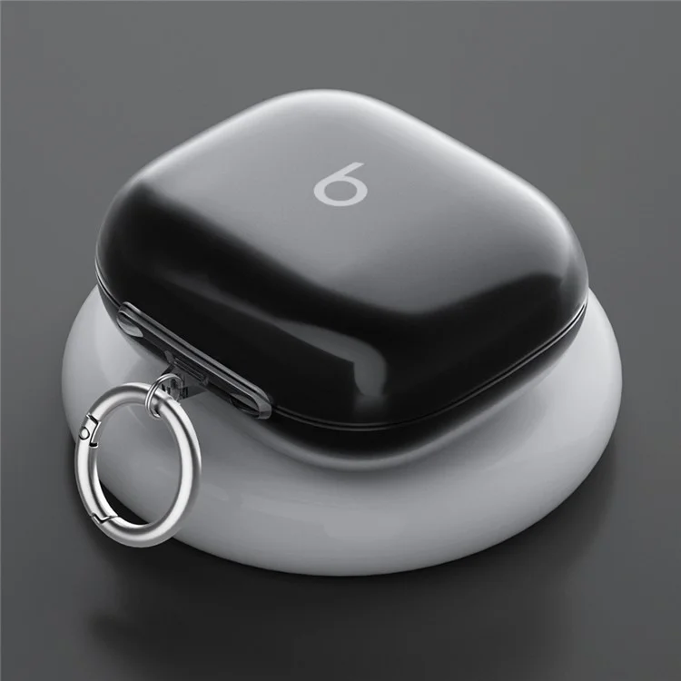 For Beats Powerbeats Pro 2 Case TPU Wireless Earphone Cover with Carabiner - Transparent Black