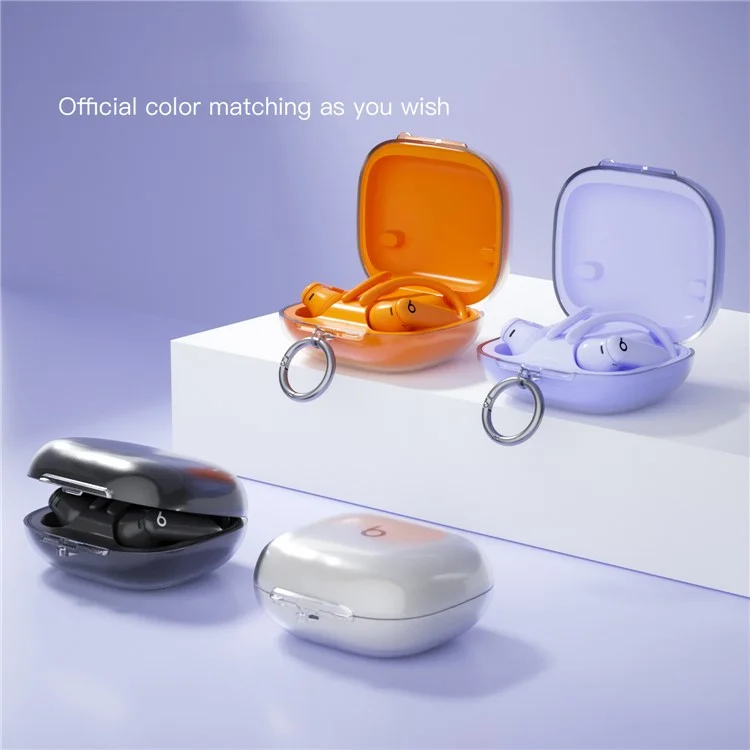 Für Beats Powerbeats Pro 2 Hülle TPU Kabellose Kopfhörer-Schutzhülle mit Karabiner - Transparent