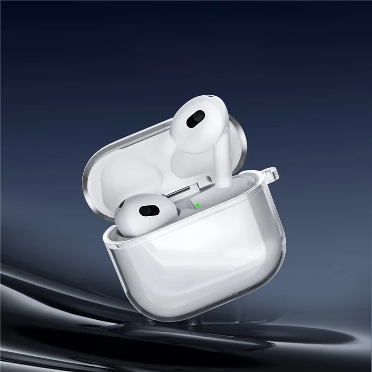 Für Beats Powerbeats Pro 2 Hülle TPU Kabellose Kopfhörer-Schutzhülle mit Karabiner - Transparent
