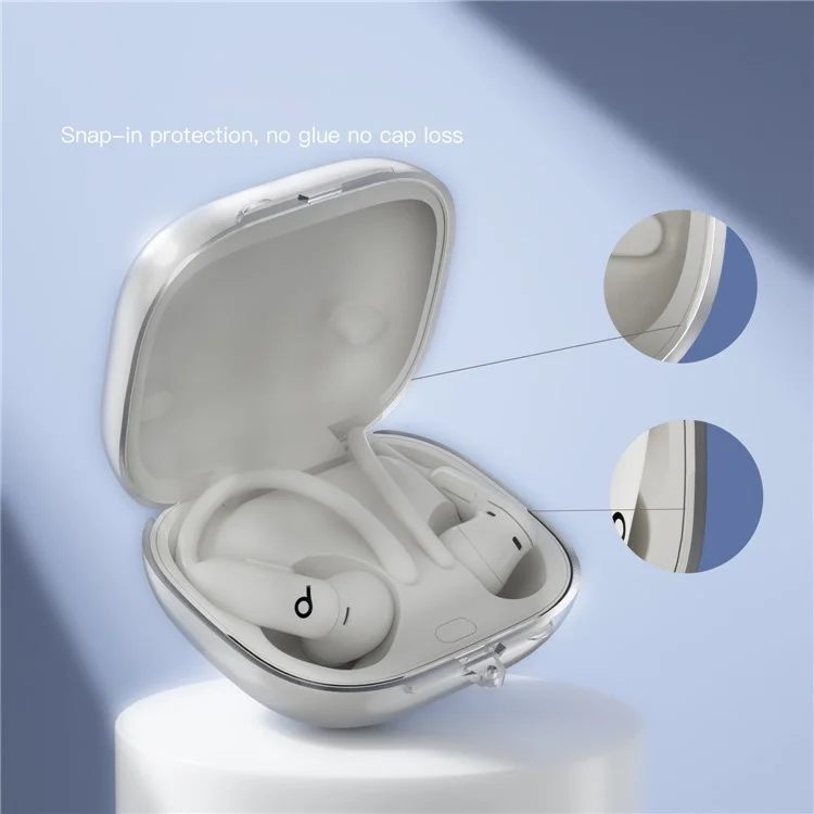 Für Beats Powerbeats Pro 2 Hülle TPU Kabellose Kopfhörer-Schutzhülle mit Karabiner - Transparent