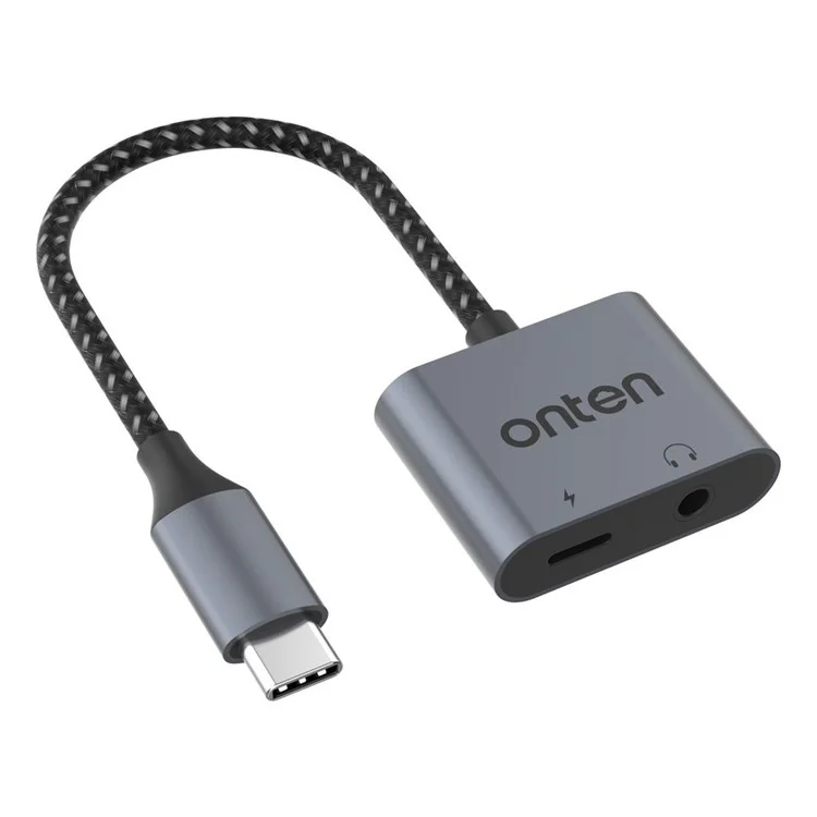 ONTEN OTN-288 USB-C auf 3,5mm + USB-C Lade-Kopfhörer-Adapter Audio-Konverter