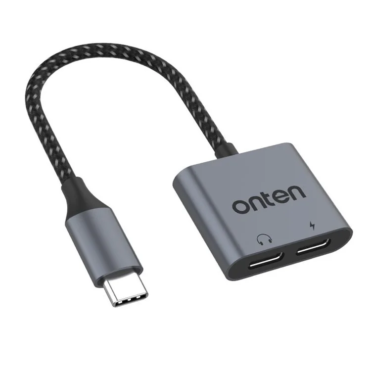 ONTEN OTN-290 USB-C zu USB-C Digital Audio + USB-C Ladegerät-Adapter aus Aluminium