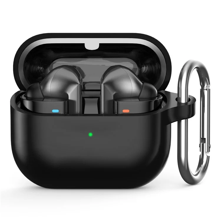 For Samsung Galaxy Buds3 Pro Silicone Case Earbuds Protective Cover with Carabiner - Black