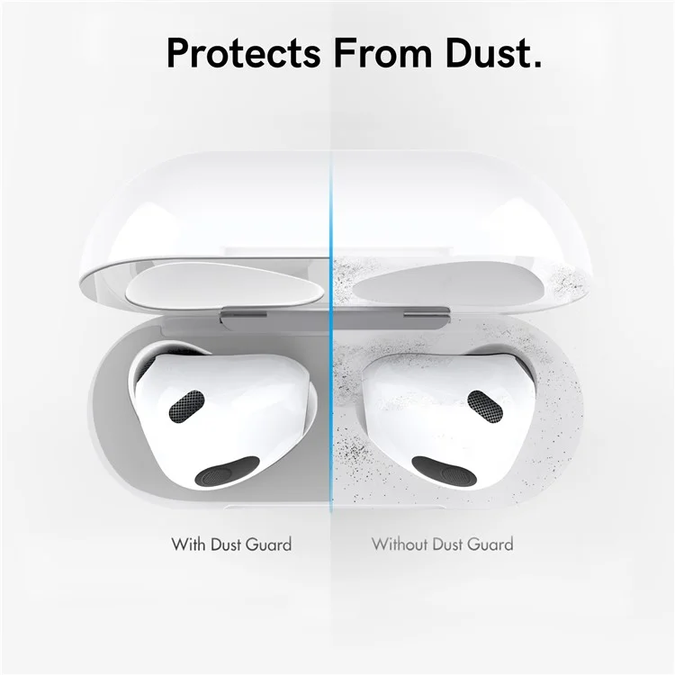 AHASTYLE PT68 2 PCS Autocollant en métal nickelé pour AirPods 4, Film de protection ultra fin contre la poussière - Argent