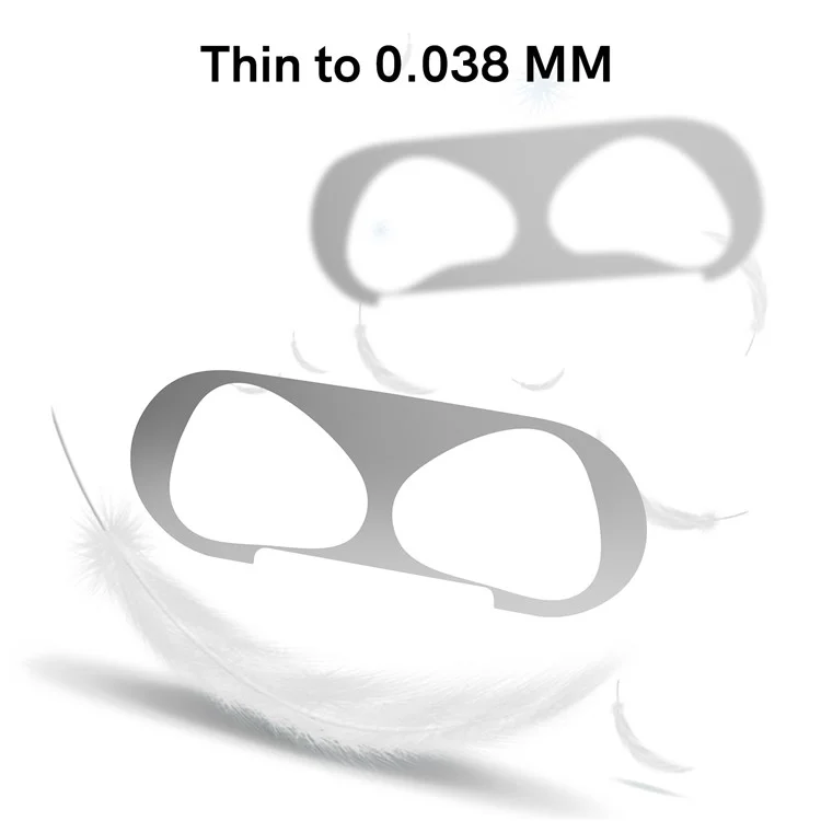 AHASTYLE PT68 2 PCS Autocollant en métal nickelé pour AirPods 4, Film de protection ultra fin contre la poussière - Argent