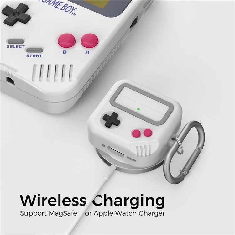 AHASTYLE JY21 For AirPods 4 Protective Case Split Design Cartoon Silicone Earphone Cover with Carabiner - Grey