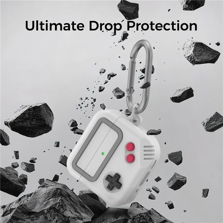 AHASTYLE JY21 For AirPods 4 Protective Case Split Design Cartoon Silicone Earphone Cover with Carabiner - Grey