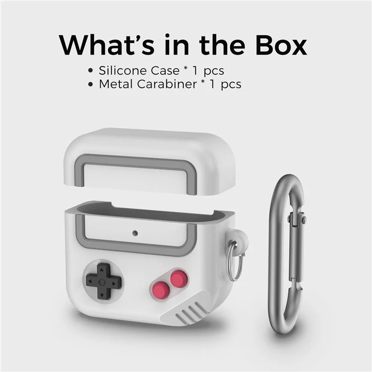 AHASTYLE JY21 For AirPods 4 Protective Case Split Design Cartoon Silicone Earphone Cover with Carabiner - Grey