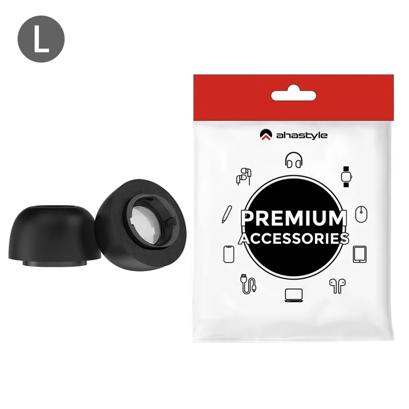 AHASTYLE WG168 1 Pairs For Samsung Galaxy Buds3 Pro Silicone Ear Tips Size L Bluetooth-Compatible Earbuds Caps - Black