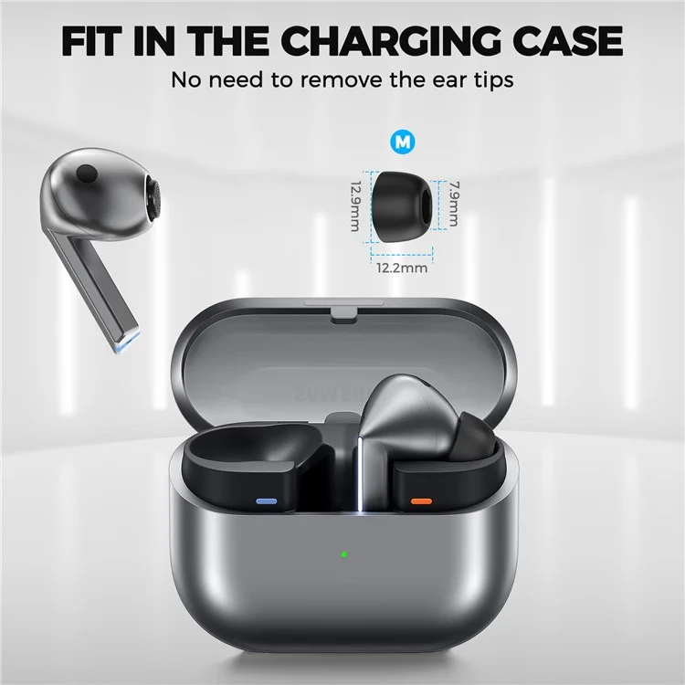 AHASTYLE WG168 1 Paar Silikon-Ohreinsätze Größe M für Samsung Galaxy Buds3 Pro Bluetooth-kompatible Ohrhörer-Kappen - Schwarz