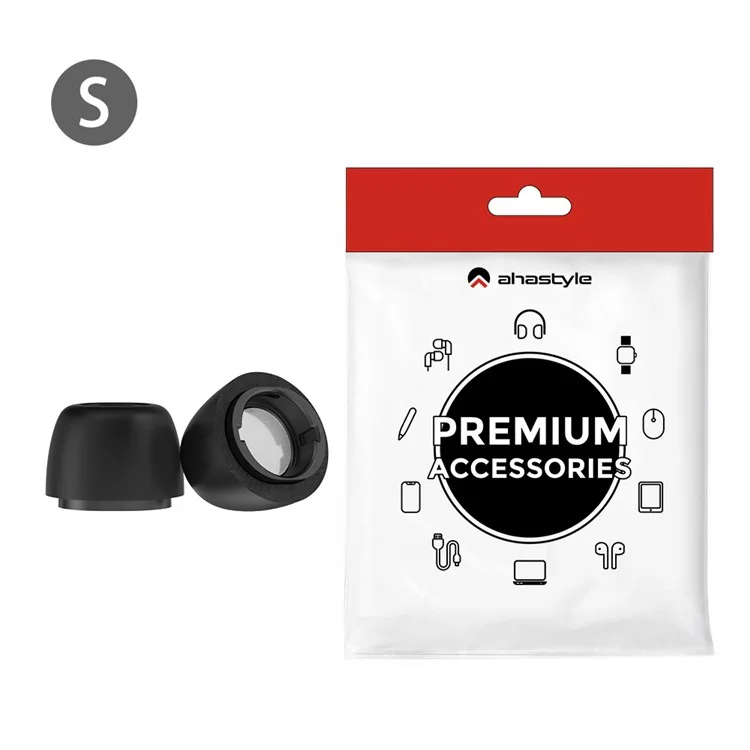 AHASTYLE WG168 1 Pairs For Samsung Galaxy Buds3 Pro Silicone Ear Tips Size S Bluetooth-Compatible Earbuds Caps - Black