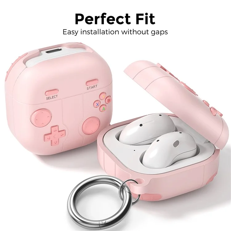 AHASTYLE LC13 Earbuds Case For Samsung Galaxy Buds Pro / Buds Live / Buds2 / Buds2 Pro / Buds FE , Gaming Design Silicone Cover - Pink