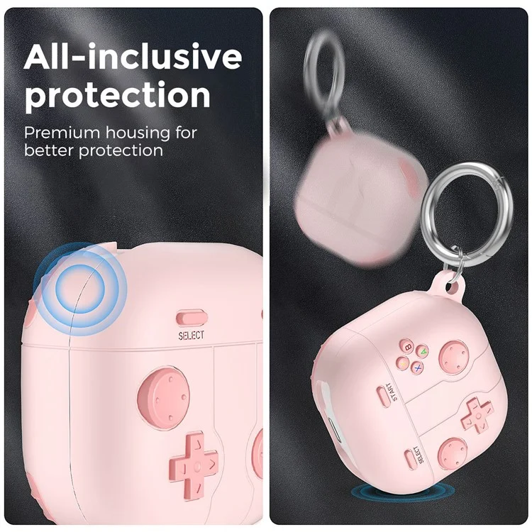 AHASTYLE LC13 Earbuds Case For Samsung Galaxy Buds Pro / Buds Live / Buds2 / Buds2 Pro / Buds FE , Gaming Design Silicone Cover - Pink