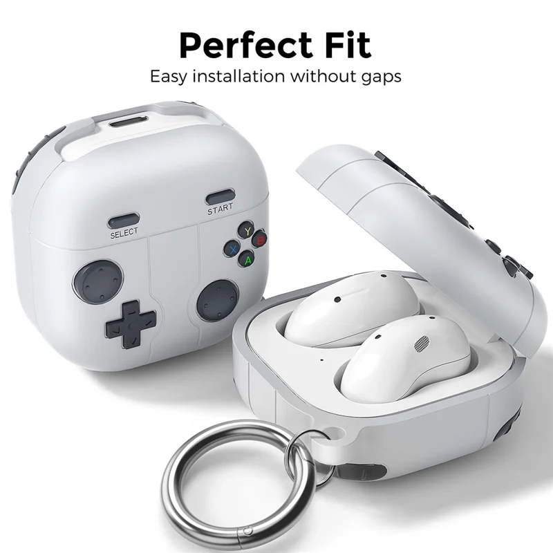 AHASTYLE LC13 Earbuds Case For Samsung Galaxy Buds Pro / Buds Live / Buds2 / Buds2 Pro / Buds FE , Gaming Design Silicone Cover - Grey
