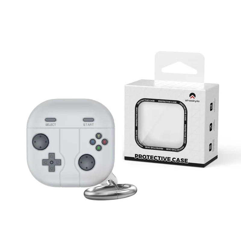 AHASTYLE LC13 Earbuds Case For Samsung Galaxy Buds Pro / Buds Live / Buds2 / Buds2 Pro / Buds FE , Gaming Design Silicone Cover - Grey