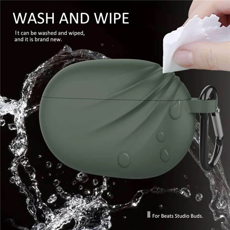 DIROSE Funda de Silicona Anti-golpes y Protectora para Auriculares Bluetooth Beats Studio Buds - Verde Medianoche