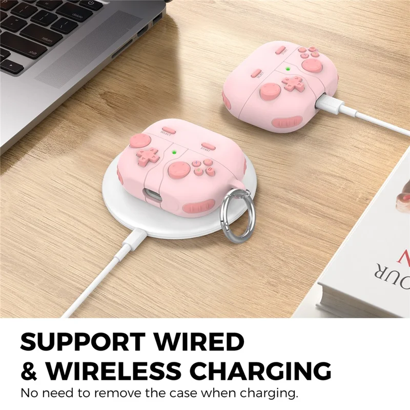 AHASTYLE WG170 Étui de protection en silicone de style dessin animé pour Samsung Galaxy Buds3 / Buds3 Pro - Rose compatible Bluetooth