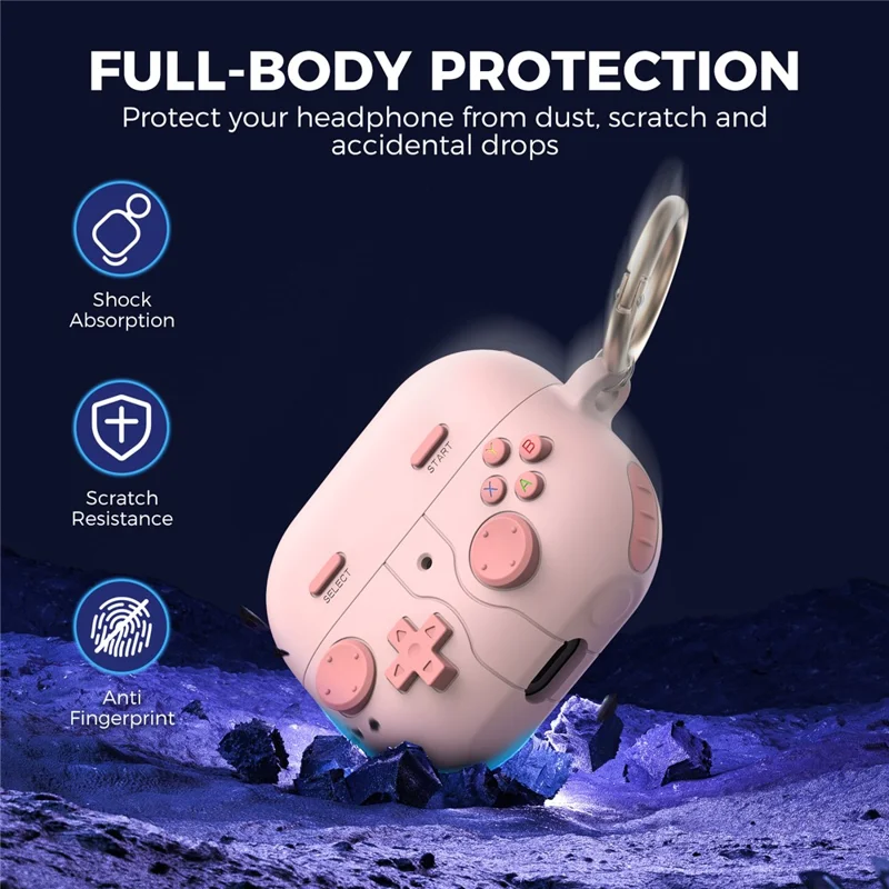AHASTYLE WG170 Étui de protection en silicone de style dessin animé pour Samsung Galaxy Buds3 / Buds3 Pro - Rose compatible Bluetooth
