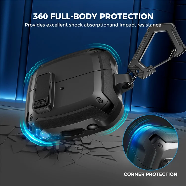 AHASTYLE WG171 pour Samsung Galaxy Buds3 / Buds3 Pro Étui en TPU Anti-chute Couvercle de protection d'oreillette avec Mousqueton - Noir