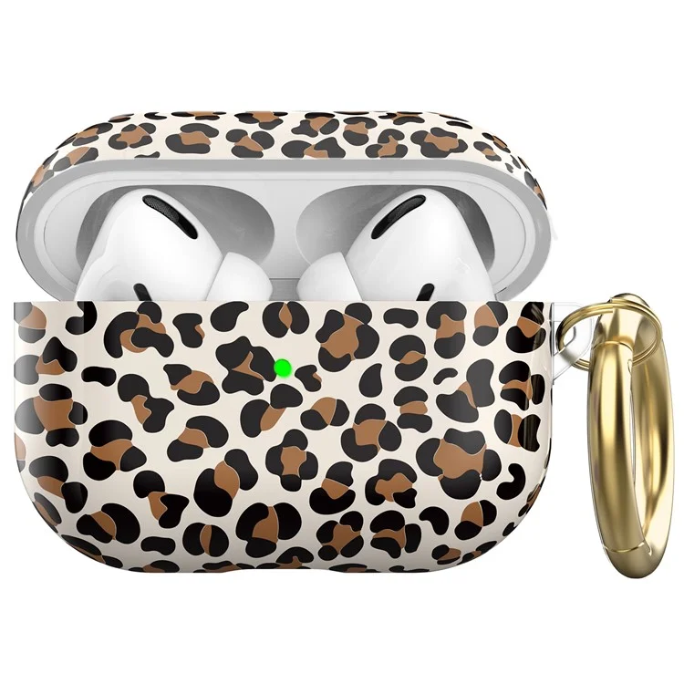 AHASTYLE PT-LC142LD для AirPods Pro 2 Чехол с IMD леопардовым принтом из ТПУ с карабином - Коричневый