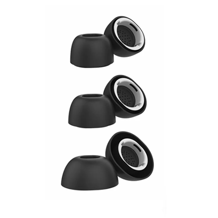AHASTYLE WG173 3 Pairs Size L Silicone Eartips for Samsung Galaxy Buds3 Pro Bluetooth-Compatible Earbuds Replacement Tips - Black