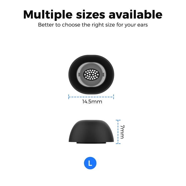 AHASTYLE WG173 3 Pairs Size L Silicone Eartips for Samsung Galaxy Buds3 Pro Bluetooth-Compatible Earbuds Replacement Tips - Black