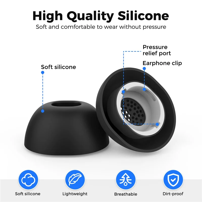 AHASTYLE WG173 3 пары размера M силиконовые насадки для наушников Samsung Galaxy Buds3 Pro, совместимых с Bluetooth - Черный