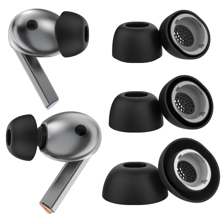 AHASTYLE WG173 3 Pairs Size S Silicone Eartips for Samsung Galaxy Buds3 Pro Bluetooth-Compatible Earbuds Replacement Tips - Black