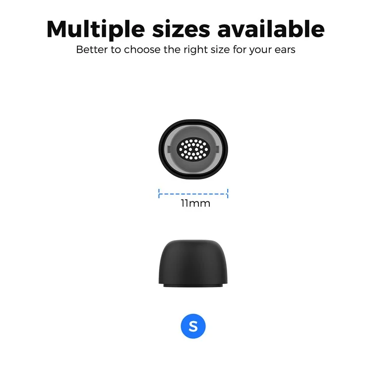 AHASTYLE WG173 3 Pairs Size S Silicone Eartips for Samsung Galaxy Buds3 Pro Bluetooth-Compatible Earbuds Replacement Tips - Black
