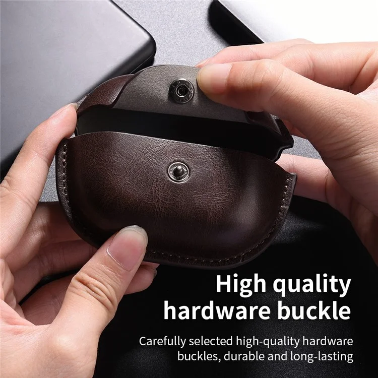 For Beats Powerbeats Pro 2 Earphone Case Business Leather + PC Protective Cover - Light Brown