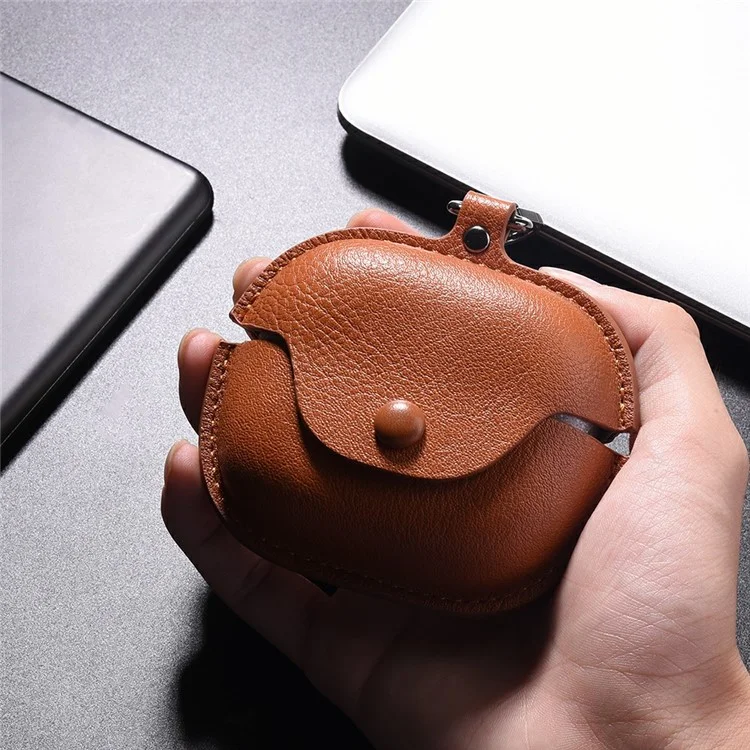 For Beats Powerbeats Pro 2 Earphone Case Business Leather + PC Protective Cover - Light Brown