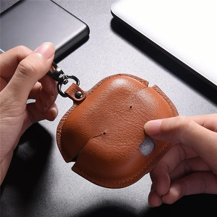 For Beats Powerbeats Pro 2 Earphone Case Business Leather + PC Protective Cover - Light Brown