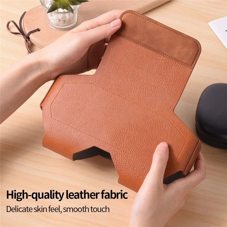 For AirPods Max Headphones Case Business Vintage Style PU Leather Protective Cover - Brown