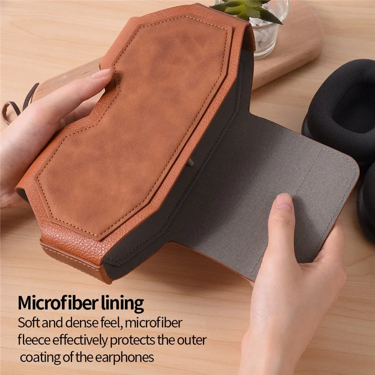 For AirPods Max Headphones Case Business Vintage Style PU Leather Protective Cover - Brown