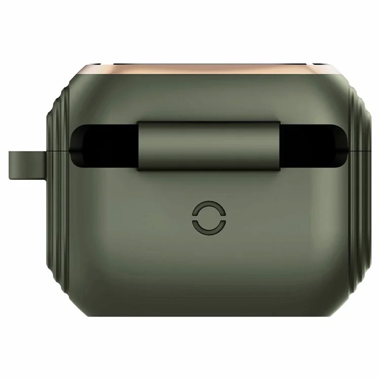 Dirose A20 Silikon + Aluminiumlegierung Scharfschütze Schutzhülle Mit Carabiner Für Apple Airpods Pro - Mitternacht Grün