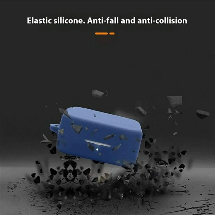 For Nothing CMF Buds 2a Silicone Case Wireless Earphones Protective Cover with Anti-Lost Buckle - Dark Blue