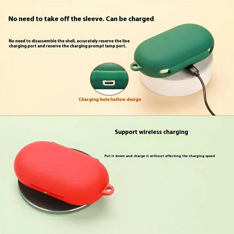 Custodia in silicone per QCY Crossky R70 Cuffie wireless Copertura protettiva con fibbia antifurto - Verde nerastro