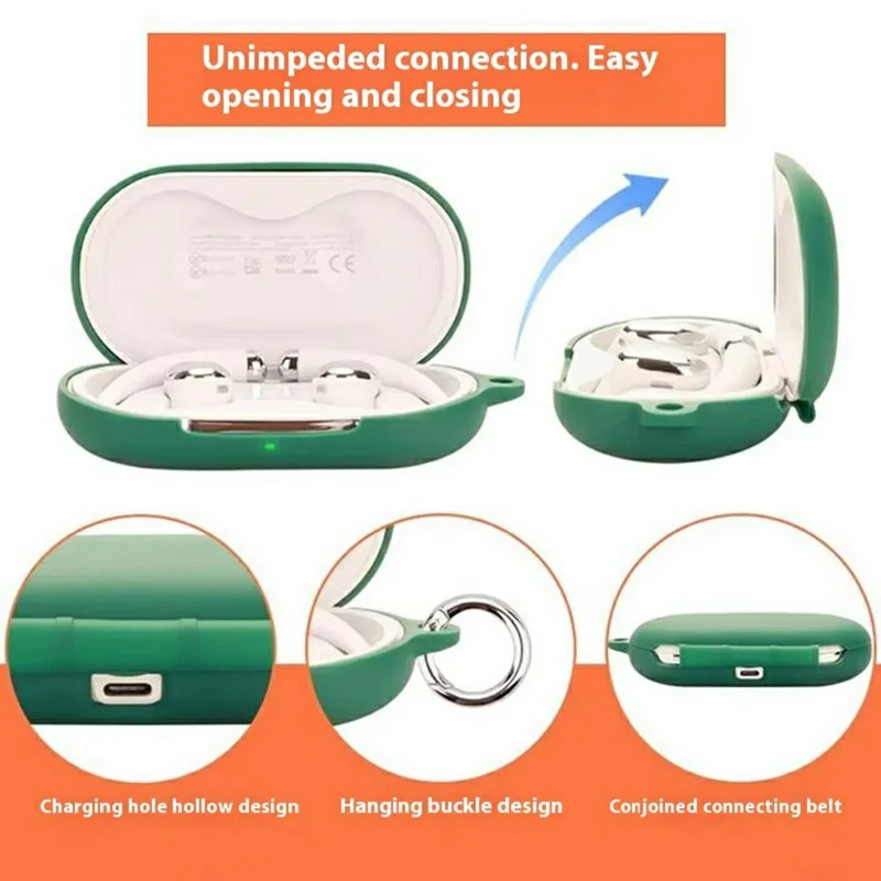 Custodia in silicone per QCY Crossky R70 Cuffie wireless Copertura protettiva con fibbia antifurto - Verde nerastro