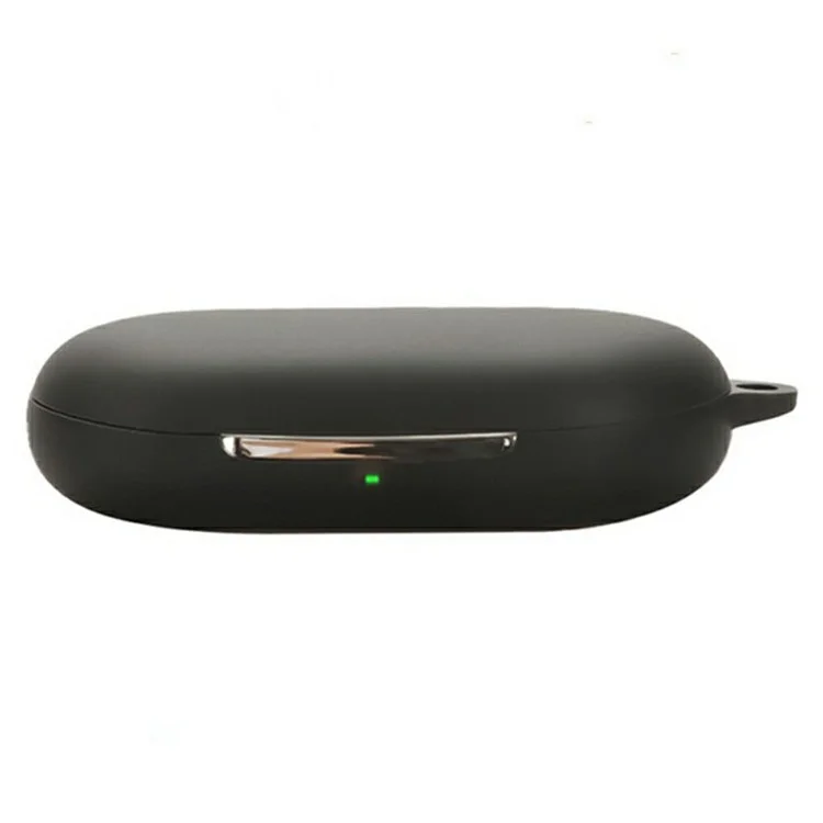 For QCY Crossky R70 Silicone Case Wireless Earphones Protective Cover with Anti-Lost Buckle - Black