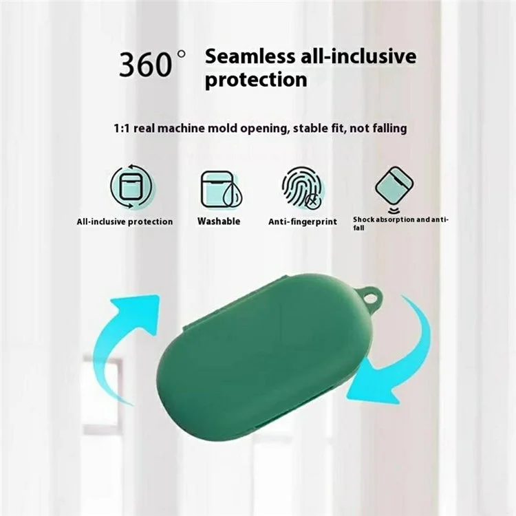 For QCY Crossky R70 Silicone Case Wireless Earphones Protective Cover with Anti-Lost Buckle - Black