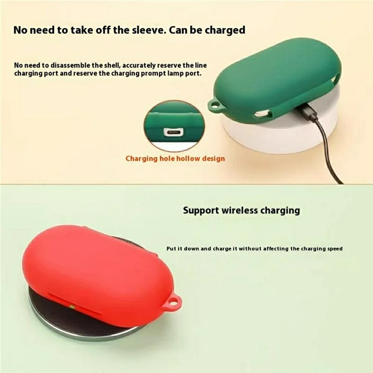 For QCY Crossky R70 Silicone Case Wireless Earphones Protective Cover with Anti-Lost Buckle - Black