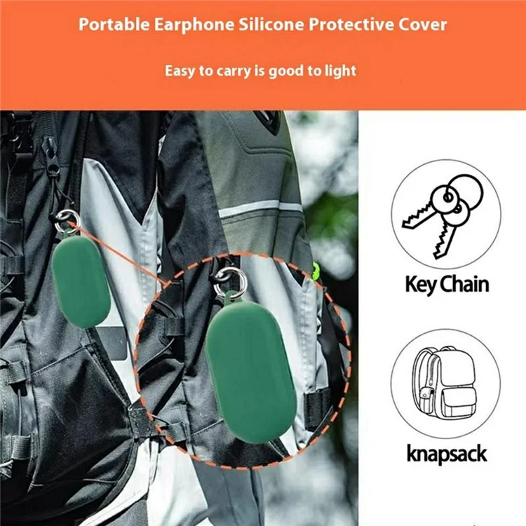 For QCY Crossky R70 Silicone Case Wireless Earphones Protective Cover with Anti-Lost Buckle - Black