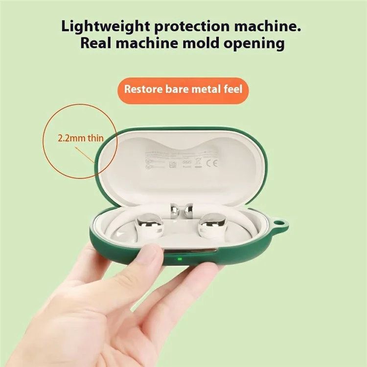 For QCY Crossky R70 Silicone Case Wireless Earphones Protective Cover with Anti-Lost Buckle - Black