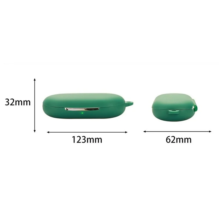 For QCY Crossky R70 Silicone Case Wireless Earphones Protective Cover with Anti-Lost Buckle - Black