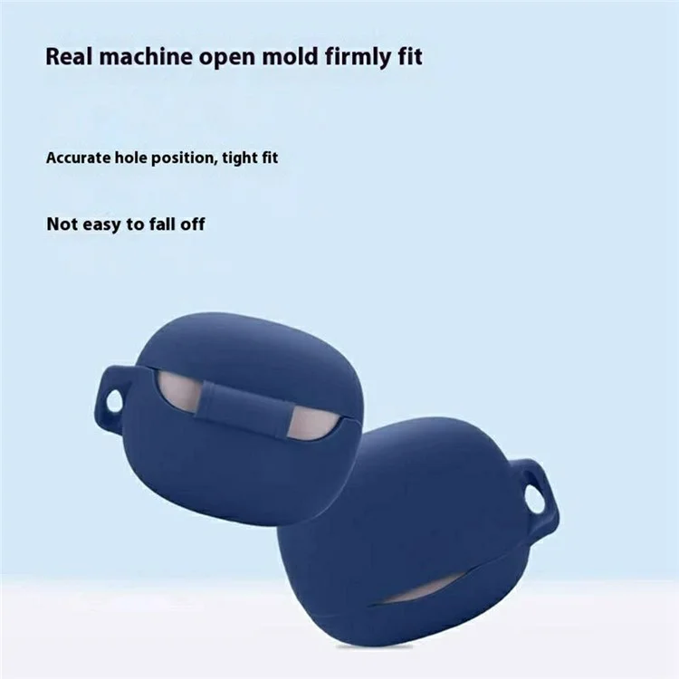 Чехол для беспроводных наушников QCY MeloBuds N50 из силикона с противоугонной застежкой - темно-синий