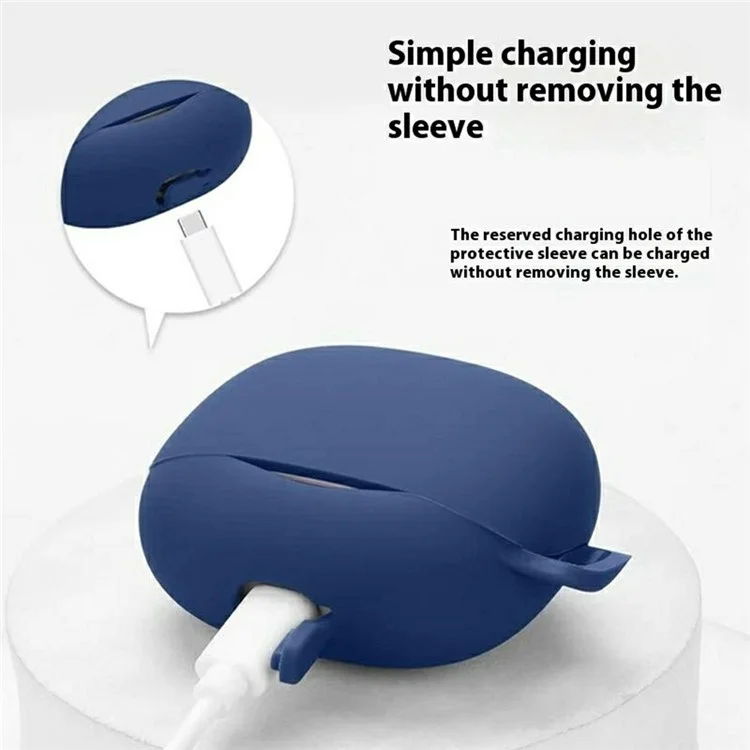 Чехол для беспроводных наушников QCY MeloBuds N50 из силикона с противоугонной застежкой - темно-синий