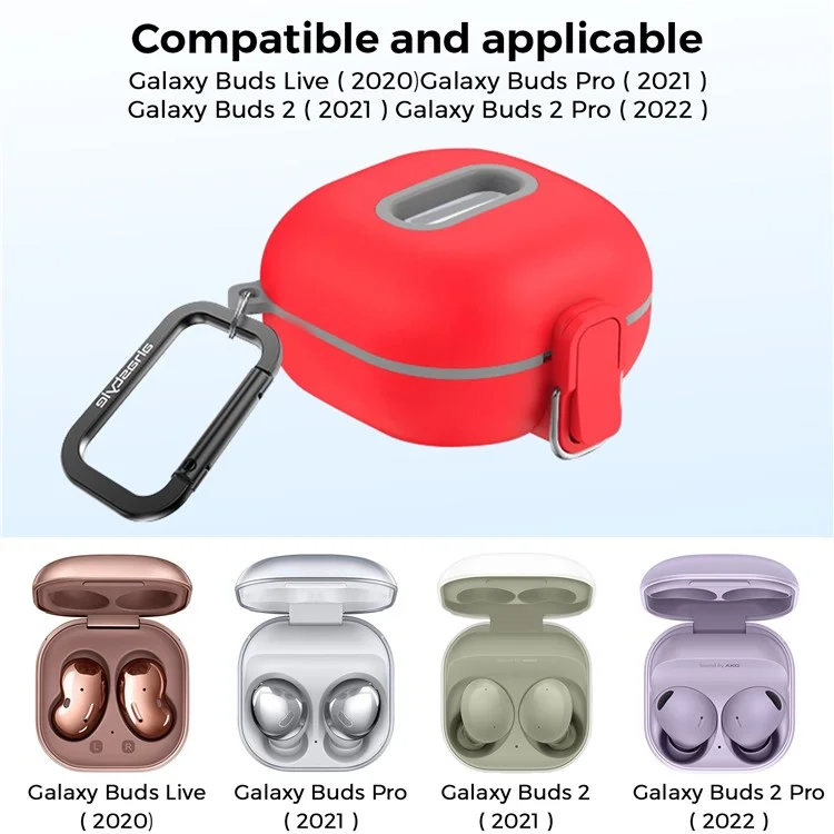 AHASTYLE WG128 Earbuds Case For Samsung Galaxy Buds Pro / Buds Live / Buds2 / Buds2 Pro / Buds FE , Switch Key TPU Protective Cover - Red