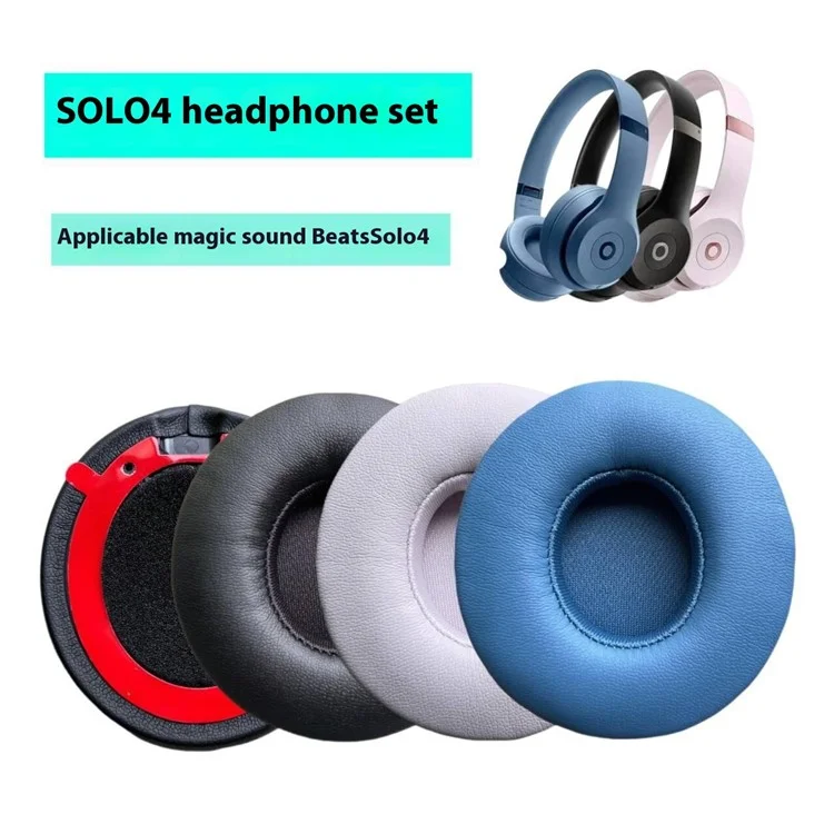 1 Pair for Beats Solo 4 Replacement Earpads Headphones Protein Leather Cushions - Black